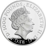 1000 Pounds - Elizabeth II Una and The Lion; Silver Proof obverse image