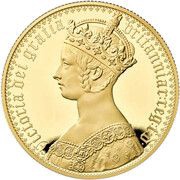 1000 Pounds - Elizabeth II Gothic Crown Portrait; Gold Proof, United Kingdom, 2021 reverse image