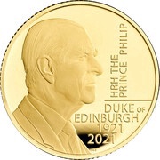 1000 Pounds - Elizabeth II Prince Philip, Gold Proof, United Kingdom, 2021 reverse image