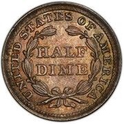 ½ Dime "Seated Liberty Half Dime" reduced weight reverse image