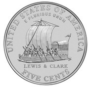 5 Cents "Jefferson Nickel" Westward Journey, Keelboat reverse image