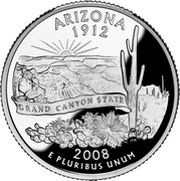 ¼ Dollar "Washington Quarter" Arizona - Silver Proof, United States, 2008 reverse image