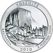 ¼ Dollar "Washington Quarter" Yosemite National Park - Silver 5 oz Bullion, United States, 2010 reverse image