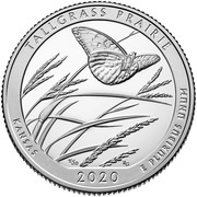 ¼ Dollar "Washington Quarter" Tallgrass Prairie National Preserve, Kansas, United States, 2020 reverse image