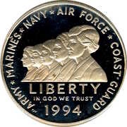 1 Dollar Women In Military Service For America Memorial obverse image