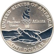 1 Dollar Atlanta Olympics - Cycling, United States, 1995 reverse image