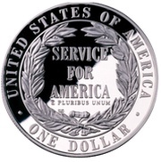 1 Dollar National Community Service, United States, 1996 reverse image