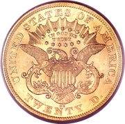 20 Dollars Liberty Head - Double Eagle, With motto, United States, 1866-1876 reverse image
