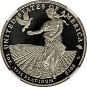 100 Dollars "American Platinum Eagle" Bullion Coinage, United States, 2011 reverse image