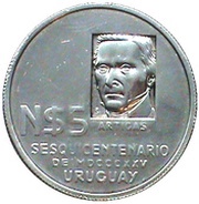 5 Nuevos Pesos José Artigas - Pattern obverse image