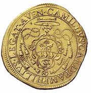 Quadruple Gold Ecu - Innocent X Camillo Pamphili Legate, Vatican City, 1645 reverse image