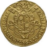 Quadruple Gold Ecu - Alexander VII John Nicholas Conti Vice-Legate, Vatican City, 1657-1658 reverse image