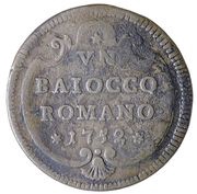 1 Baiocco - Benedict XIV Straight shield; Cartouche, Vatican City, 1751-1752 reverse image