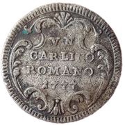 1 Carlino - Pius VI Coat of Arms, Vatican City, 1777 reverse image