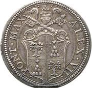 1 Testone - Alexander VII NEC CITRA NEC VLTRA - Plain shield obverse image