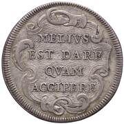 1 Testone - Innocent XI MELIVS EST DARE QVAM ACCIPERE, Vatican City, 1684 reverse image