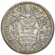 1 Testone - Innocent XI MELIVS EST DARE QVAM ACCIPERE obverse image