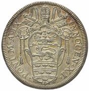 1 Testone - Innocent XI MELIVS EST DARE QVAM ACCIPERE obverse image