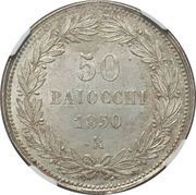 50 Baiocchi - Pio IX, Vatican City, 1850-1857 reverse image