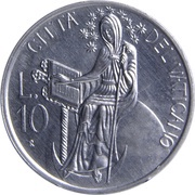 10 Lire - Ioannes Paulus II The Church, Vatican City, 1986 reverse image