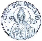 100 Lire - Ioannes Paulus II St. Benedict, Vatican City, 1990 reverse image