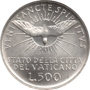500 Lire Sede Vacante, Vatican City, 1963 reverse image
