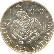 1000 Lire - Ioannes Paulus II The Prodigal Son, Vatican City, 1997 reverse image