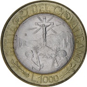 1000 Lire - Ioannes Pavlvs II Crucifixion reverse image