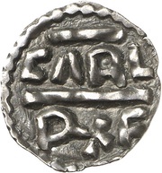Denier - Charlemagne Strasbourg mint; CARL RX F obverse image