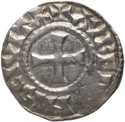 Denier - Ralph Orleans mint; KRLS type monogram, Carolingian Empire, 923-936 reverse image