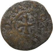 Denier - Lothair II Soissons mint; temple obverse image
