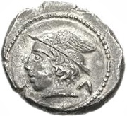 Silver 5 Asses Turms series II: facing left obverse image
