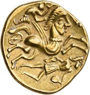 Gold Stater with anthropomorphic horse, Gaul, 80 BC - 50 BC reverse image
