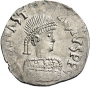 ½ Siliqua In the name of Anastasius I; Sirmium; large bust with bumpy back and SRM obverse image