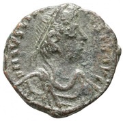 8 Nummi - Justinian I Thessalonica; Type ☧ obverse image