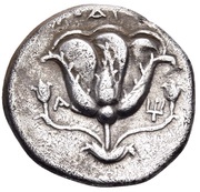 Didrachm POΔION; trident, Greece (ancient), 305 BC - 275 BC reverse image