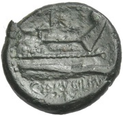 Triens Servilia: Gaius Servilius; ROMA / C•SERVEILI•M•F, Rome, 136 BC reverse image