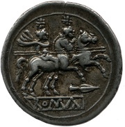 Denarius Spearhead 2; ROMA, Rome, 209 BC reverse image