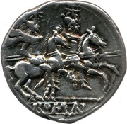Denarius Staff; ROMA, Rome, 209 BC - 208 BC reverse image