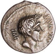 Denarius Sextus Pompey; SEX•MAGNVS IMP B / PIETAS obverse image