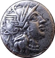 Denarius Plutia: Gaius Plutius; C•PLVTI ROMA obverse image
