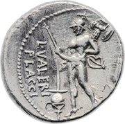 Denarius Valeria: Lucius Valerius Flaccus; L•VALERI FLACCI, Rome, 108 BC - 107 BC reverse image