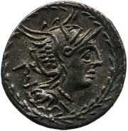 Denarius M. Lucilius Rufus; M•LVCILI RVF obverse image
