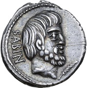 Denarius Tituria: Lucius Titurius Sabinus; SABIN / L•TITVRI obverse image