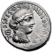 Denarius Annia: Gaius Annius Luscus; C•ANNI•T•F•T•N•PRO•COS•EX•S•C / L•FABI•L•F•HISP obverse image