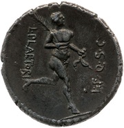 Denarius L. Plaetorius; MONETA S•C / L•PLAETORI L•F•Q•S•C, Rome, 74 BC reverse image