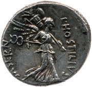 Denarius Hostilia: Lucius Hostilius Saserna; L•HOSTILIVS SASERNA, Rome, 48 BC reverse image
