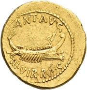 Aureus - Mark Antony ANT·AVG III·VIR·R·P·C / LEG XIX obverse image