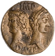 Dupondius - Augustus and Agrippa COL NEM obverse image
