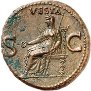 As - Caligula VESTA S C; Vesta, Rome, 39-40 reverse image